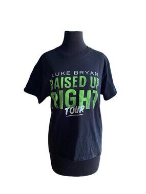 Luke Bryan Raised Up Right Tour Concert T Shirt Black Green Graphic Tee